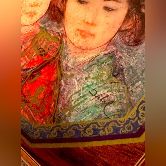 Vtg Edna Hibel Jewelry Music Box Mother&Child Art On Reuge🤚🏽made Italy Signed - Picture 11 of 15